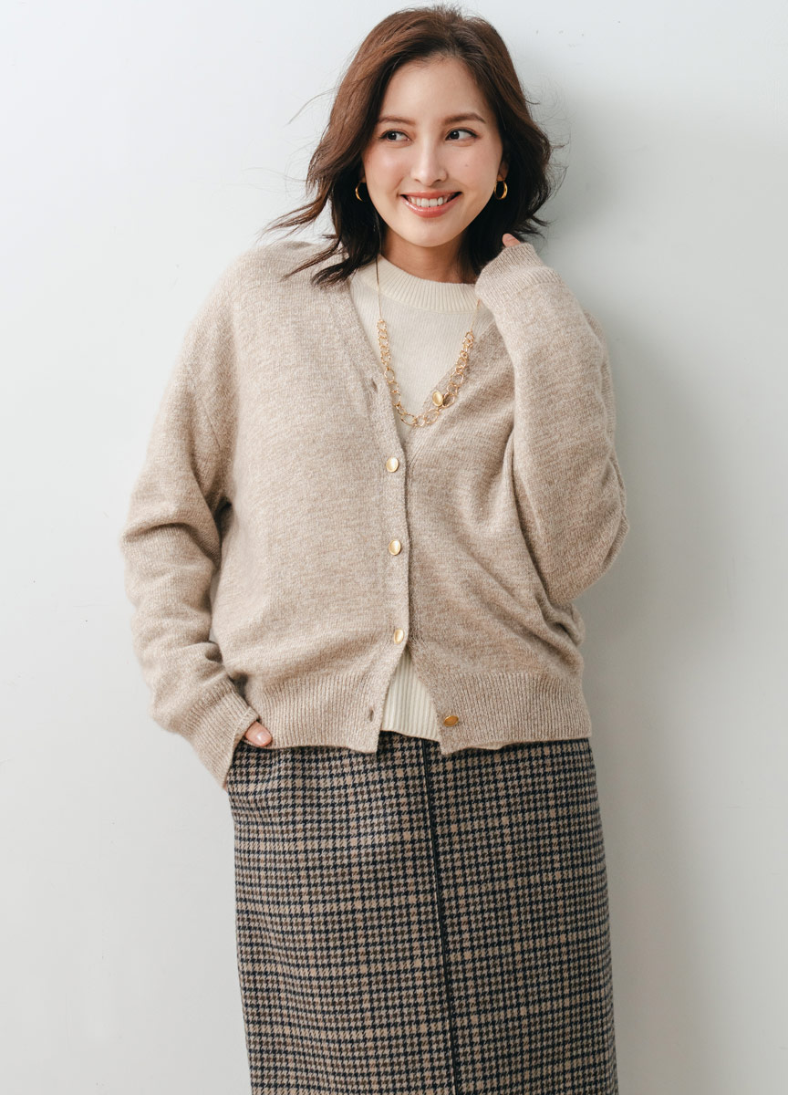 CASHMERE V領金釦針織外套